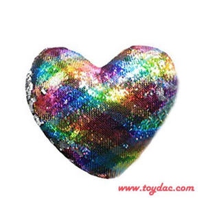 Coussin Arc-en-Ciel Cœur Paillettes Inversées