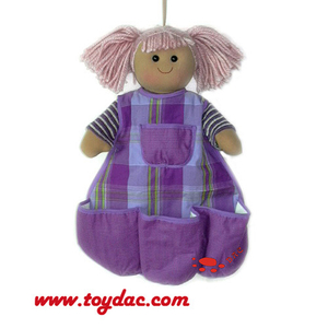 Pochette de rangement pour poupée en coton à suspendre au mur