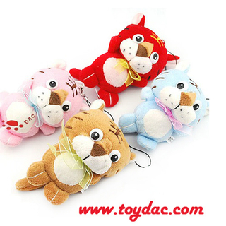 Porte-clés en peluche mini tigre en peluche
