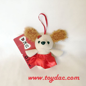 Porte-clés en peluche pour chien en robe de dessin animé